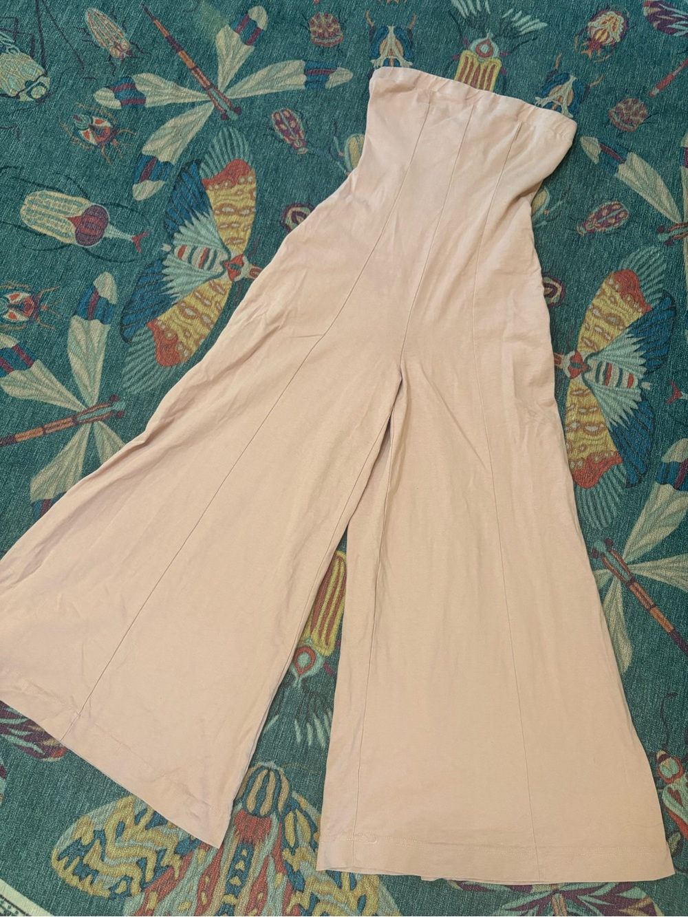 FP Beach Strapless Wide-Leg Jumpsuit in Light Blush S